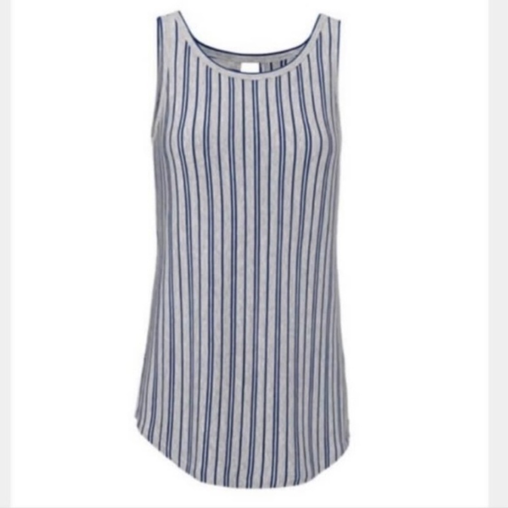 Cabi Ticker Tee Striped Blue and Gray Tank Top